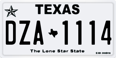 TX license plate DZA1114