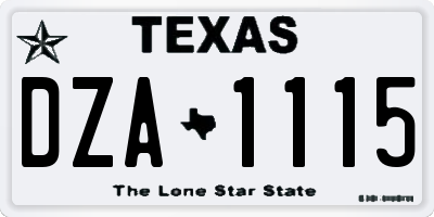TX license plate DZA1115