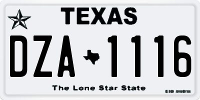 TX license plate DZA1116