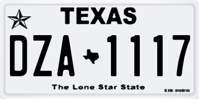 TX license plate DZA1117