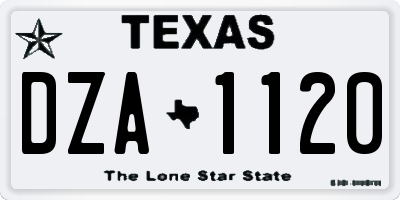TX license plate DZA1120