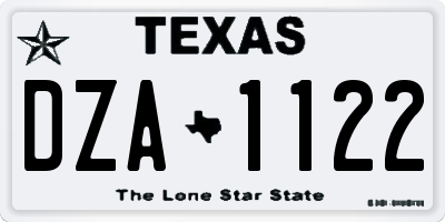 TX license plate DZA1122