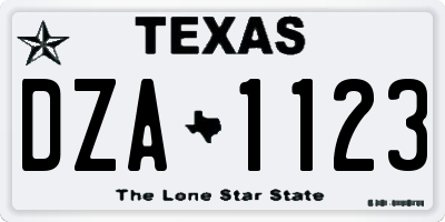 TX license plate DZA1123