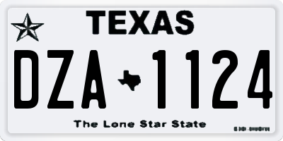 TX license plate DZA1124