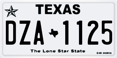 TX license plate DZA1125