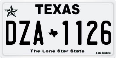 TX license plate DZA1126
