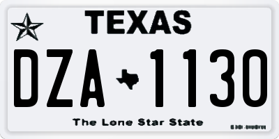 TX license plate DZA1130