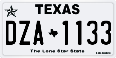 TX license plate DZA1133