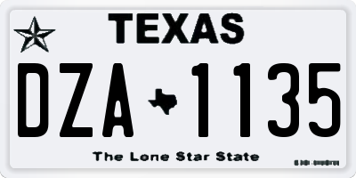 TX license plate DZA1135