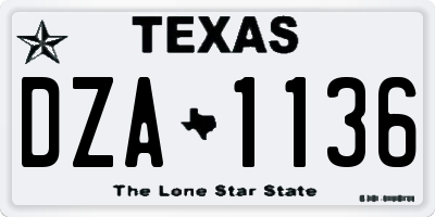 TX license plate DZA1136