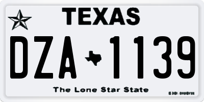 TX license plate DZA1139