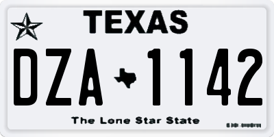 TX license plate DZA1142