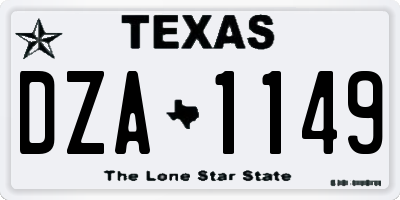 TX license plate DZA1149