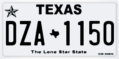 TX license plate DZA1150