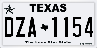 TX license plate DZA1154