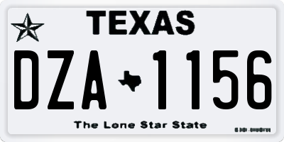 TX license plate DZA1156