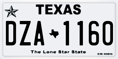 TX license plate DZA1160