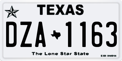 TX license plate DZA1163