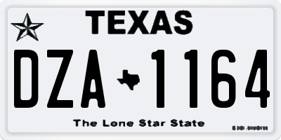 TX license plate DZA1164