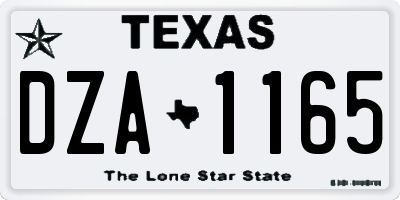 TX license plate DZA1165