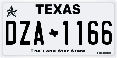 TX license plate DZA1166