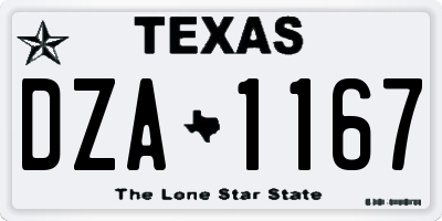 TX license plate DZA1167