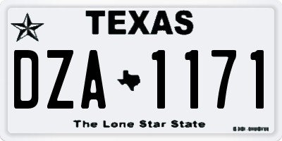 TX license plate DZA1171