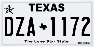 TX license plate DZA1172