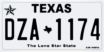 TX license plate DZA1174