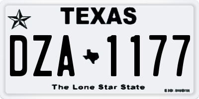 TX license plate DZA1177
