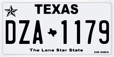 TX license plate DZA1179