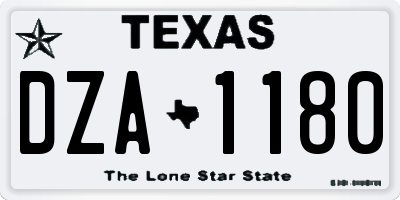 TX license plate DZA1180