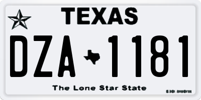 TX license plate DZA1181