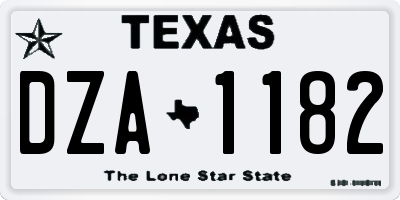 TX license plate DZA1182