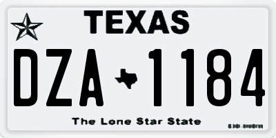TX license plate DZA1184