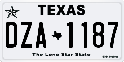 TX license plate DZA1187
