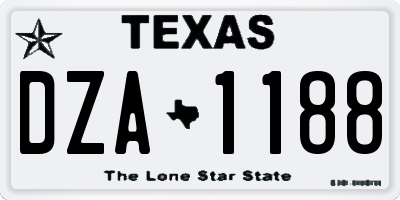 TX license plate DZA1188