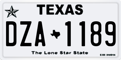 TX license plate DZA1189