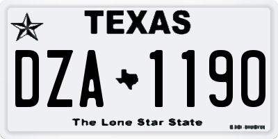 TX license plate DZA1190