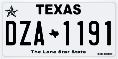 TX license plate DZA1191