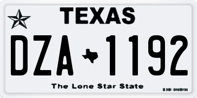 TX license plate DZA1192