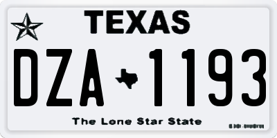 TX license plate DZA1193