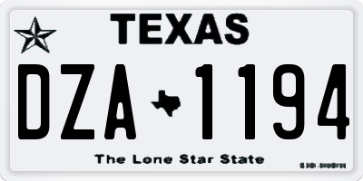 TX license plate DZA1194