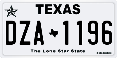 TX license plate DZA1196