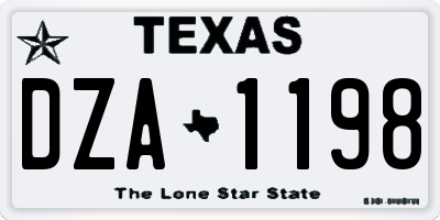 TX license plate DZA1198