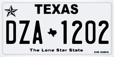 TX license plate DZA1202