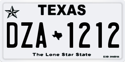TX license plate DZA1212