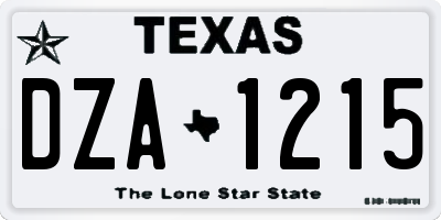 TX license plate DZA1215