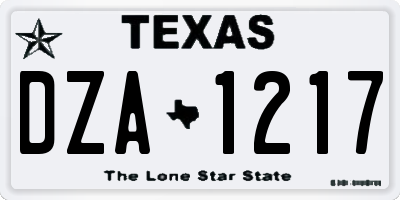 TX license plate DZA1217