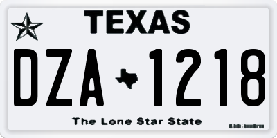 TX license plate DZA1218